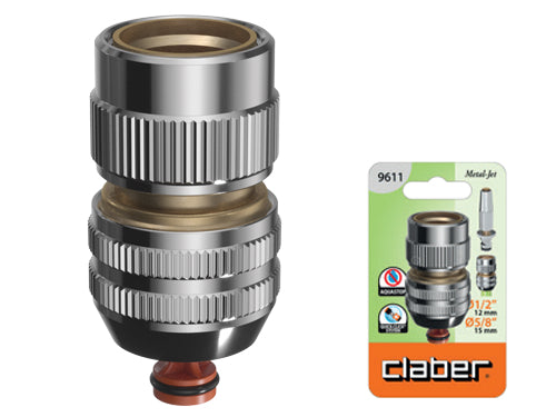 Raccordi porta gomma con aquastop Metal Jet Claber 9611. Prezzo per Pezzo.