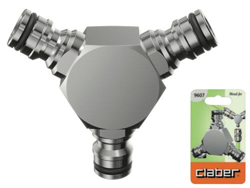 Raccordi congiunzione 3 vie scatto Metal Jet Claber 9607. Prezzo per Pezzo.