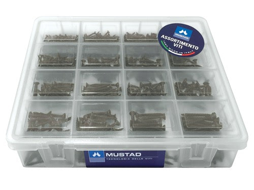 Viti Mustad Panel-Vit assortite in valigetta kit Pz. 670. Prezzo per Pezzo.