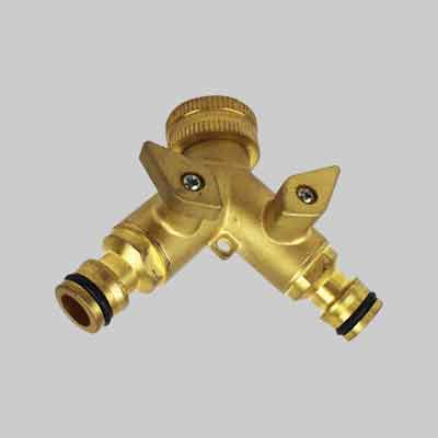 PRESA RUBINETTO IN OTTONE DOPPIA USCITA CON INNESTI RAPIDI IDEAL STAR. Prezzo per Pezzo.