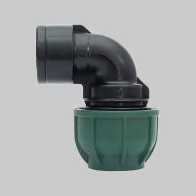 GOMITO A 90° CON DERIVAZIONE FIL.FEMMINA A STRINGERE Ø mm 40x1"1/4 - PN 10. Prezzo per Pezzo.