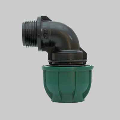 GOMITO A 90° CON DERIVAZIONE FIL. MASCHIO A STRINGERE Ø mm 25x3/4" - PN 12,5. Prezzo per Pezzo.