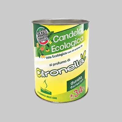 CANDELE ALLA CITRONELLA 'ECO' Ø cm 8x10h. Prezzo per Pezzo.