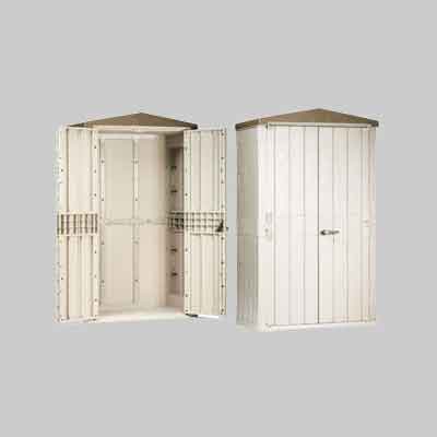 CASETTA DA GIARDINO 2 ANTE Cm 130x75,6x218,4h - Col. Grigio/Marrone. Prezzo per Pezzo.