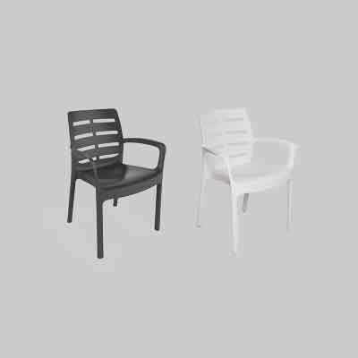 SEDIA IMPILABILE CON BRACCIOLI 'BORNEO' Col. Bianco. Prezzo per Pezzo.