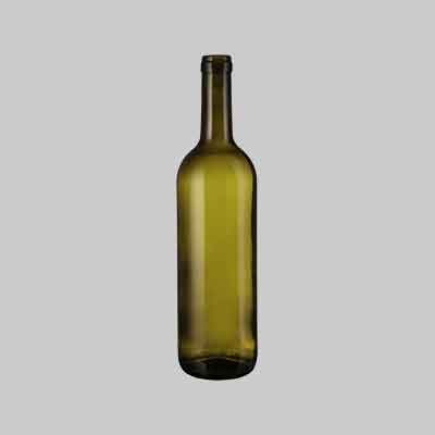 BOTTIGLIA IN VETRO PER VINO TIPO 'BORDOLESE'  lt 0,75 - Colore Verde uvag. Prezzo per Pezzo.
