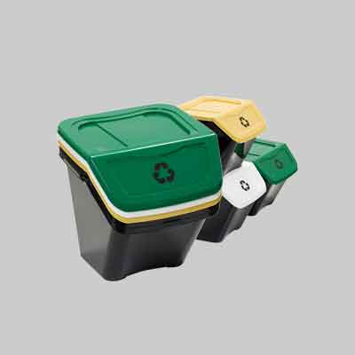 SET PATTUMIERE PER LA RACCOLTA DIFFERENZIATA 'ECOBIN' 3 pz - 30lt, 39x39x33h. Prezzo per Pezzo.