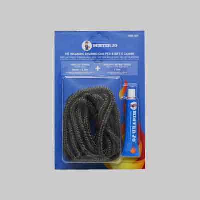 KIT RICAMBIO TRECCIA + SILICONE ALTA TEMPERATURA ml 60 - Ø 6x2,5mt. Prezzo per Pezzo.
