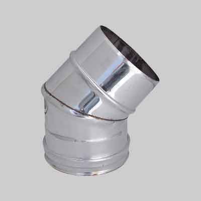 GOMITO A 45° PER CANNE FUMARIE Ø 140 mm. Prezzo per Pezzo.
