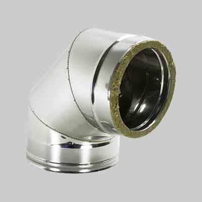GOMITO DOPPIA PARETE A 90° Ø 150/200 mm. Prezzo per Pezzo.