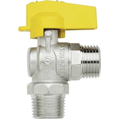 RUBINETTO A SQUADRA PER GAS M.M. 1/2" pz. 1. Prezzo per Pezzo.