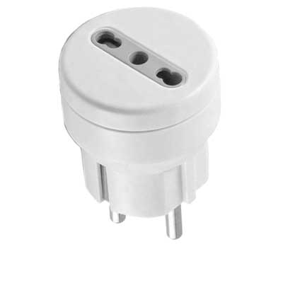 ADATTATORE SEMPLICE SCHUKO/BIVALENTE 16 A spina schuko 2P+T - presa 10/16A 2P+T pz. 1. Prezzo per Pezzo.
